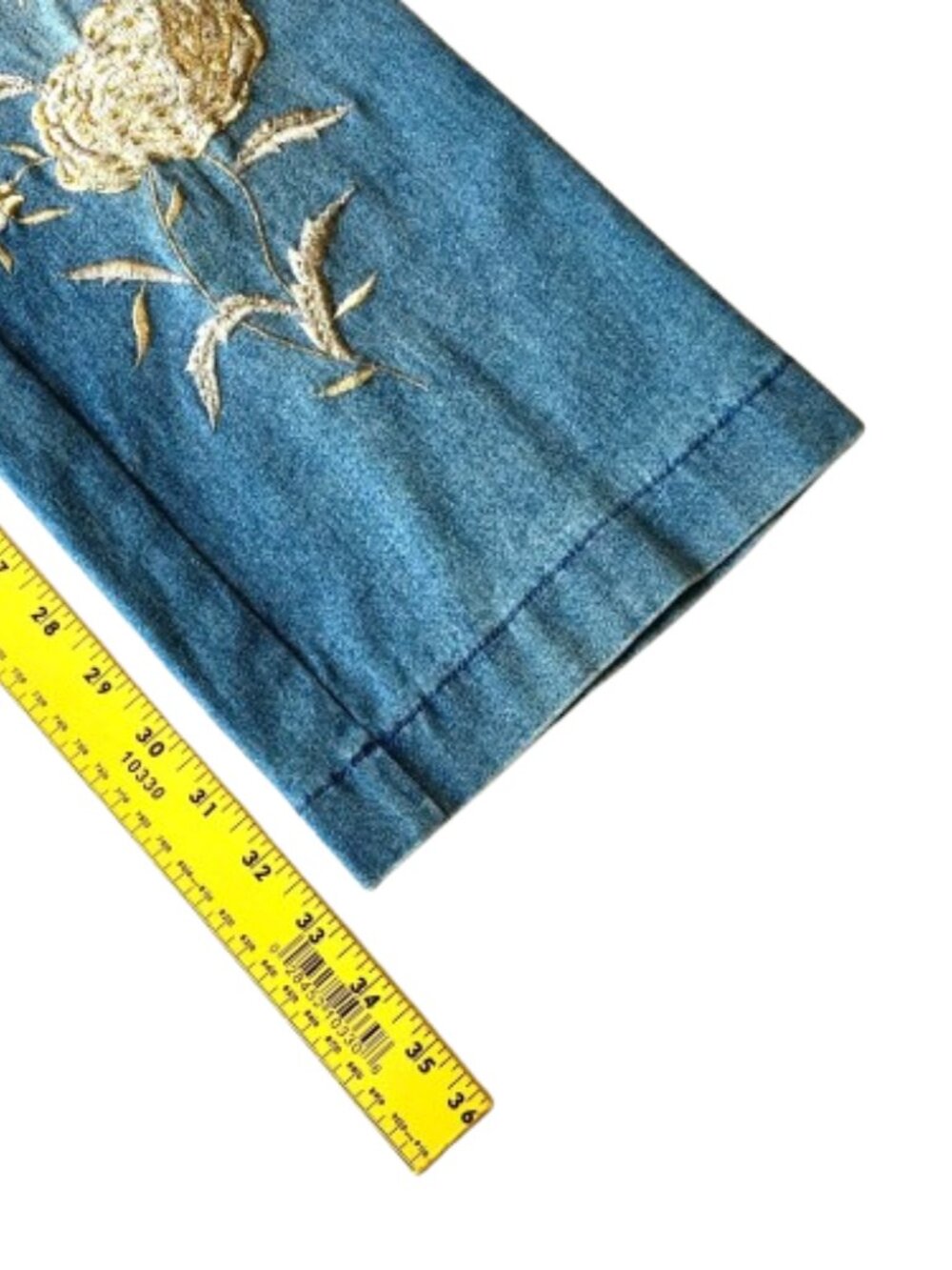 Cache Vintage VTG Embroidered Beaded Bootcut Jeans Womens 6 Blue Denim - Picture 11 of 14
